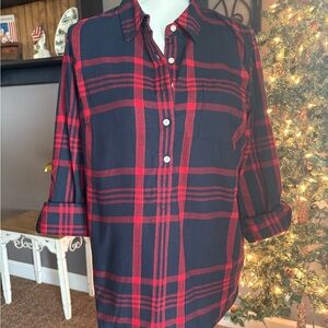 Tommy Hilfiger Red and Black Plaid Popover Shirt